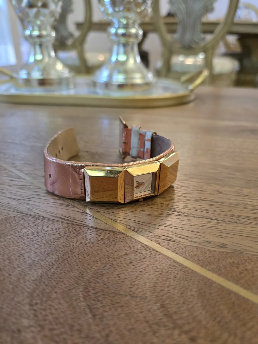 D&G Gold Tone Women's Bracelet Watch with Mirror Dial